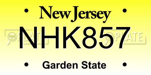 NHK857 New Jersey License Plate