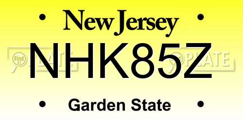 NHK85Z New Jersey License Plate