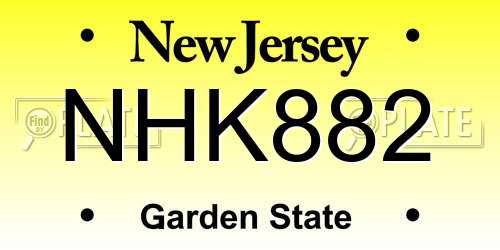 NHK882 New Jersey License Plate
