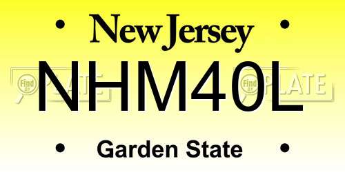 NHM40L New Jersey License Plate