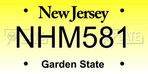 NHM581 New Jersey License Plate