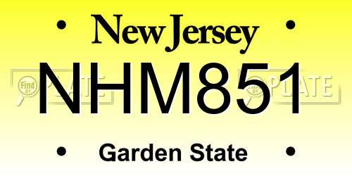 NHM851 New Jersey License Plate