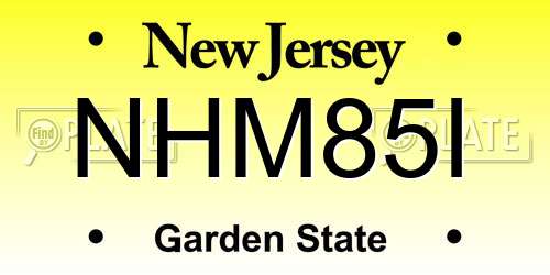 NHM85I New Jersey License Plate