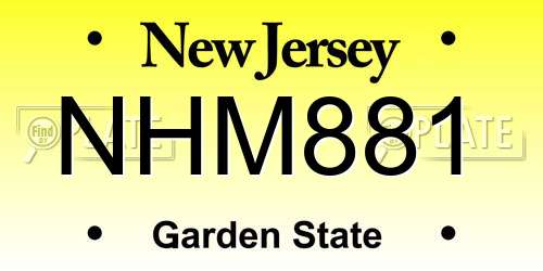 NHM881 New Jersey License Plate