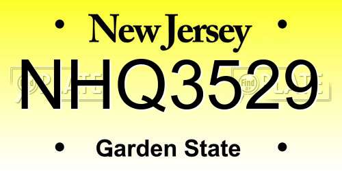 NHQ3529 New Jersey License Plate