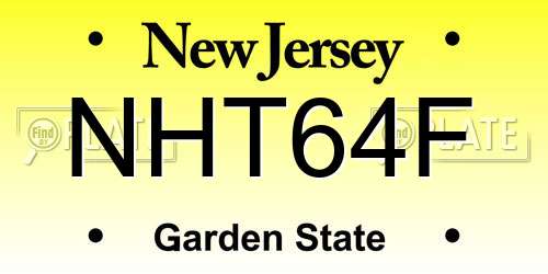 NHT64F New Jersey License Plate