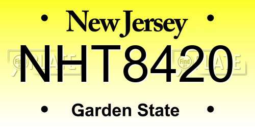 NHT8420 New Jersey License Plate