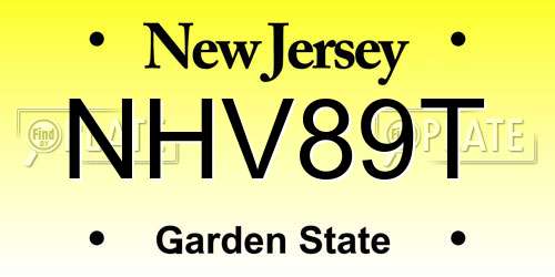 NHV89T New Jersey License Plate