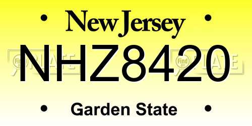 NHZ8420 New Jersey License Plate