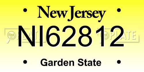 NI62812 New Jersey License Plate