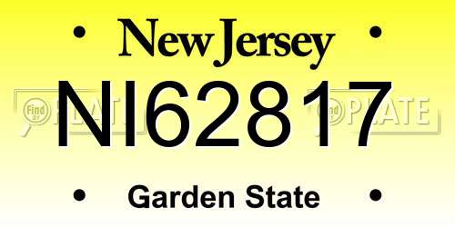 NI62817 New Jersey License Plate