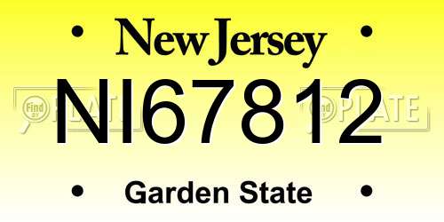 NI67812 New Jersey License Plate