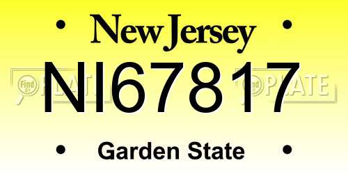NI67817 New Jersey License Plate