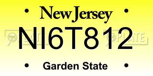 NI6T812 New Jersey License Plate