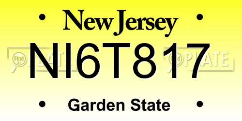 NI6T817 New Jersey License Plate