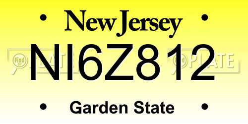 NI6Z812 New Jersey License Plate