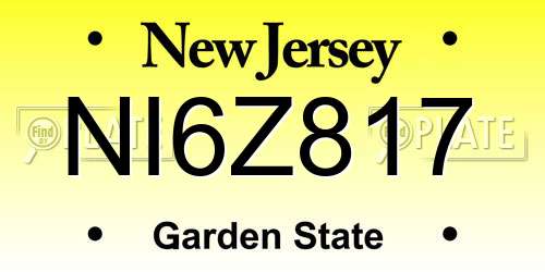NI6Z817 New Jersey License Plate