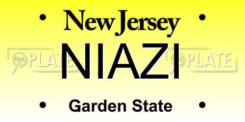 NIAZI New Jersey License Plate