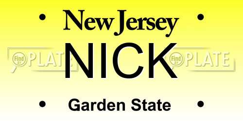 NICK New Jersey License Plate