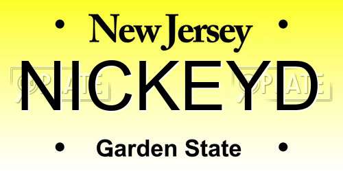 NICKEYD New Jersey License Plate