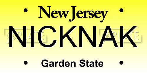 NICKNAK New Jersey License Plate