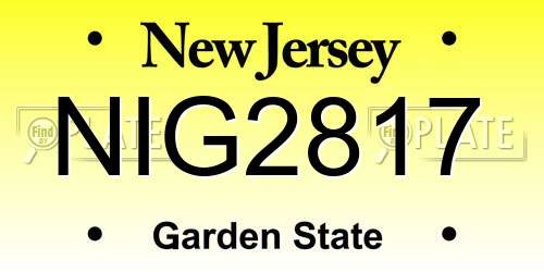 NIG2817 New Jersey License Plate