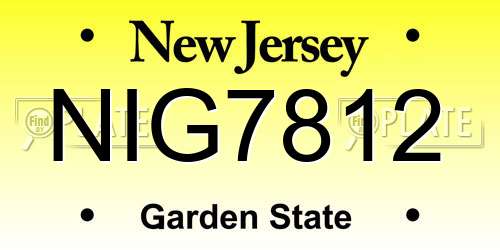 NIG7812 New Jersey License Plate