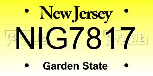 NIG7817 New Jersey License Plate