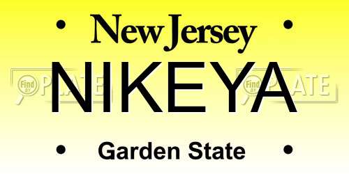 NIKEYA New Jersey License Plate