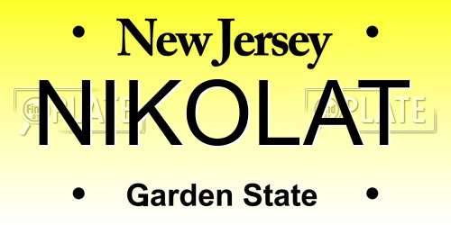 NIKOLAT New Jersey License Plate