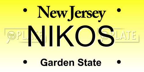 NIKOS New Jersey License Plate