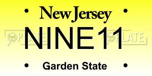 NINE11 New Jersey License Plate