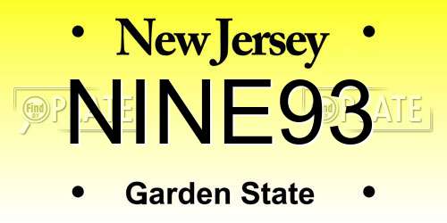 NINE93 New Jersey License Plate