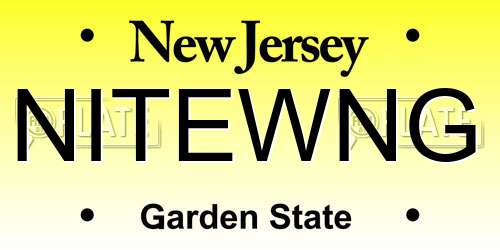 NITEWNG New Jersey License Plate