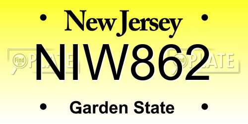 NIW862 New Jersey License Plate