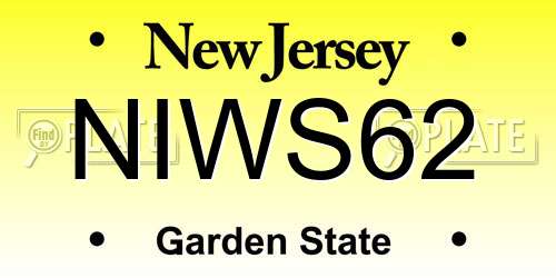NIWS62 New Jersey License Plate