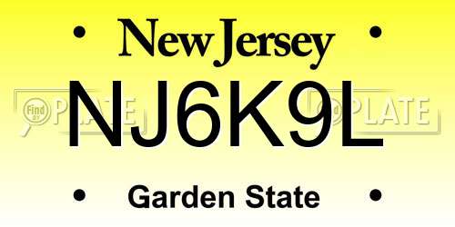NJ6K9L New Jersey License Plate