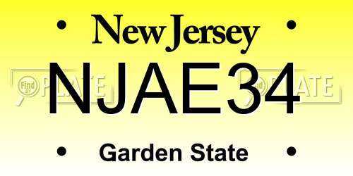 NJAE34 New Jersey License Plate