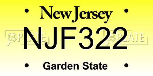 NJF322 New Jersey License Plate