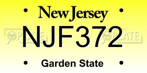 NJF372 New Jersey License Plate