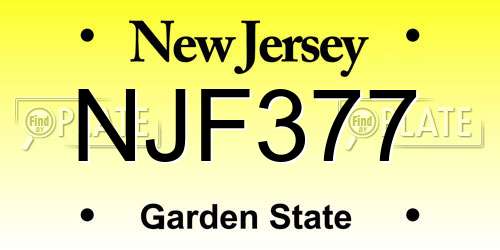 NJF377 New Jersey License Plate