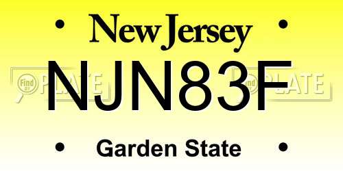NJN83F New Jersey License Plate