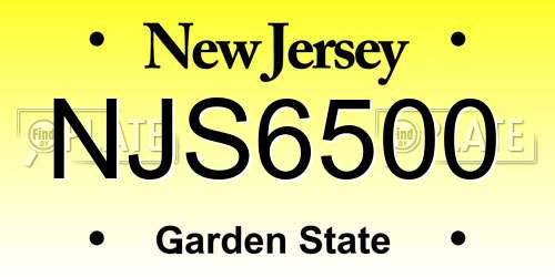 NJS6500 New Jersey License Plate