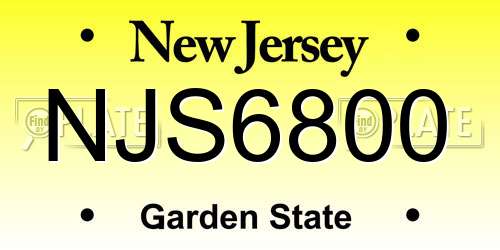 NJS6800 New Jersey License Plate