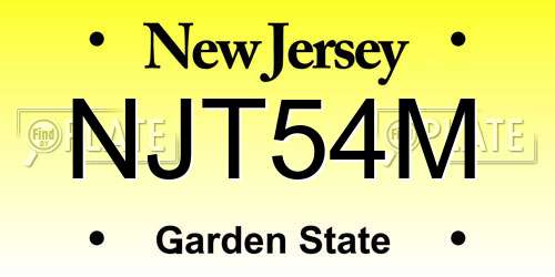 NJT54M New Jersey License Plate