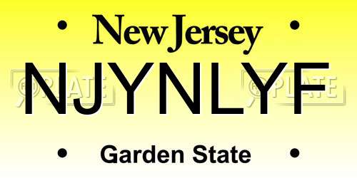 NJYNLYF New Jersey License Plate