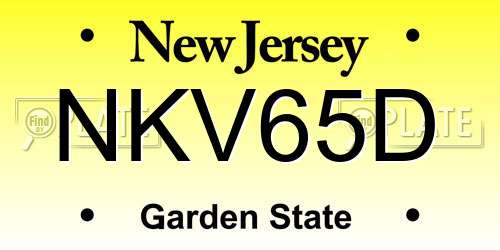 NKV65D New Jersey License Plate