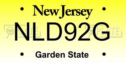 NLD92G New Jersey License Plate