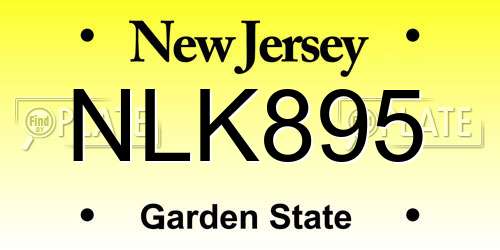 NLK895 New Jersey License Plate
