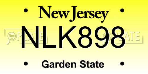 NLK898 New Jersey License Plate